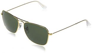 Ray-Ban  RB 3136 55 001 Rb 3136 Rectangular  Sunglasses 55, Gold