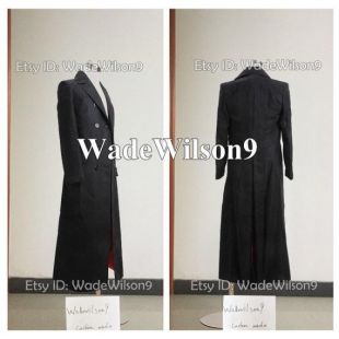 Doctor Who Cosplay noir Long Trench Coat Cosplay Costume artisanat taille