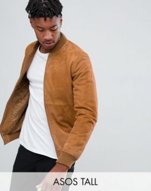 Asos Veste Bomber en daim Marron