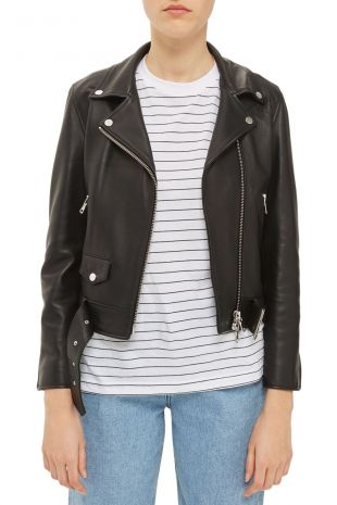 TOPSHOP Boutique | Belted Leather Biker Jacket