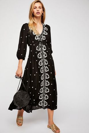 Free People - Embroidered Fable Midi Dress