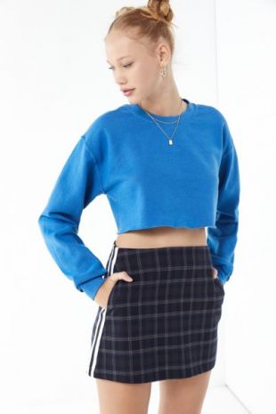 Urban Outfitters Trevor Plaid Side Stripe Mini Skirt