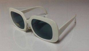 Vintage 1990's White Squared frame style Sunglasses UV protection bug eye dark lens