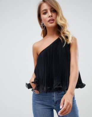 ASOS DESIGN asymmetric pleated top | ASOS