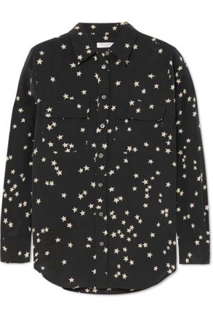 Slim Signature Printed Washed Silk Shirt