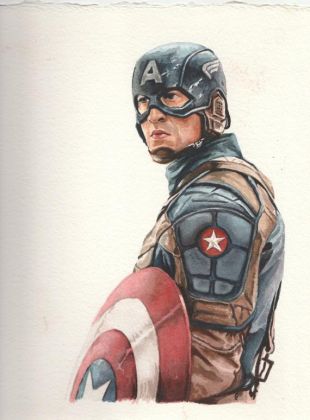 Impression Originale de Captain America à l'aquarelle
