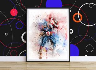 Capitaine america affiche, aquarelle Art captain america, impression pépinière décoration murale, impression aquarelle captain america, super héros mur art