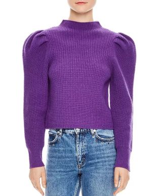 Hibou Ribbed Oversize-Shoulder Wool Sweater