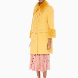Kate Spade Fluffy wool faux fur yellow coat