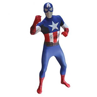 Déguisement officiel Morpsuits Captain America - size Large - 5'5-5'9 (163cm-175cm)