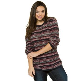 Pull col rond, grosse maille, rayures