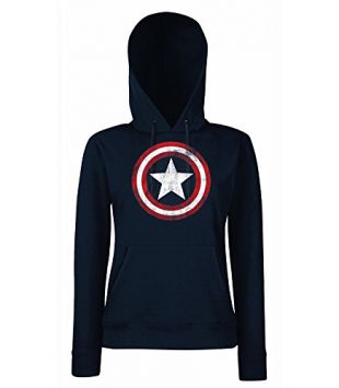 TRVPPY - Sweat Pull à Capuche, modèle Vintage Captain America - Femme, différentes Tailles et Couleurs