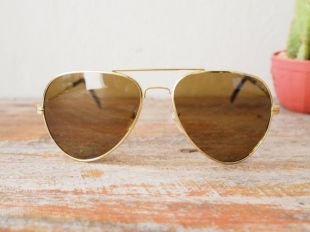 Nouvel ancien Stock argent Vintage Aviator lunettes de soleil des années 1980 et l’objectif noir