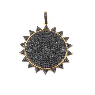 1 pc noir spinelle beau soleil pendentif 925 Sterling Vermeil caution simple pendentif soleil 46MMX43MM PD1433