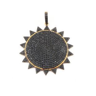 1 pc noir spinelle beau soleil pendentif 925 Sterling Vermeil caution simple pendentif soleil 46MMX43MM PD1433