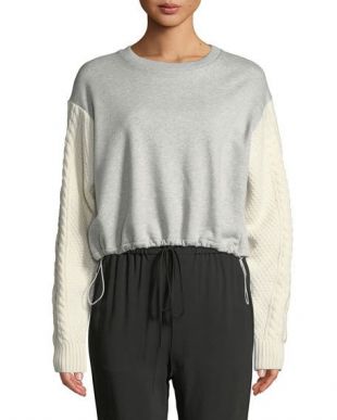 cable knit sleeve sweatshirt