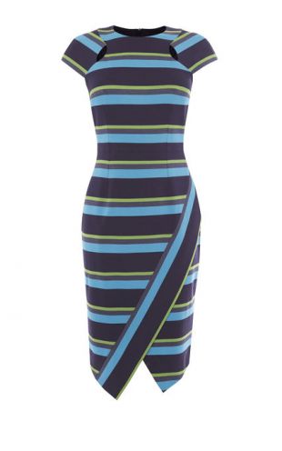 Striped Asymmetric Pencil Dress