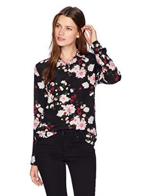 Equipment Women's Garden Party Printed Essential Blouse, True Black/Multi, Small