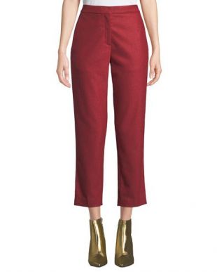 Poppy Straight Leg Cropped Wool Pants