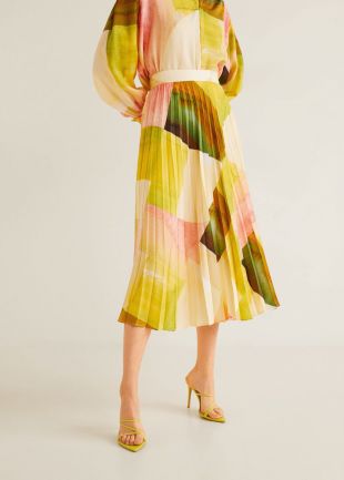 Mango Printed pleated skirt