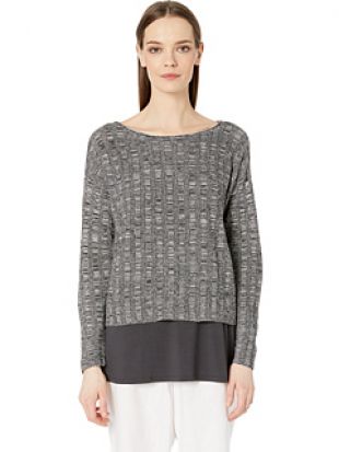 Eileen Fisher - Eileen Fisher Fine Silk Organic Linen Bateau Neck Box Top