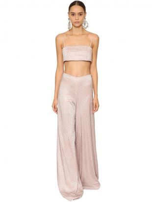 Raisa & Vanessa Embellished Shiny Palazzo Pants