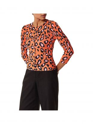 Karen Millen Leopard Print Cardigan, Orange/Multi