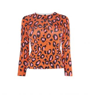 Karen Millen Leopard Cardigan in Orange