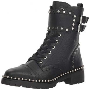 Sam Edelman Women's Jennifer Combat Boot, Black Leather, 8.5 Medium US