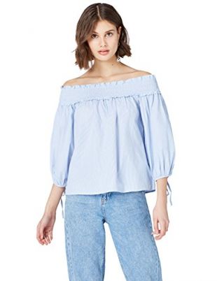 find. Blouse Épaules Dénudées Femme -Bleu (Stripe)-36 ( Taille Fabricant: Small)