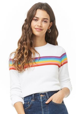 Brie larson 2025 rainbow sweater