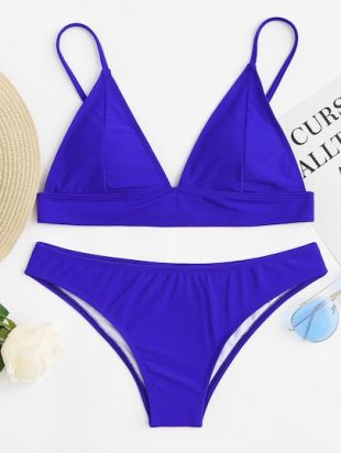 Shein - SheIn Bikini unicolore avec décolleté plongeant