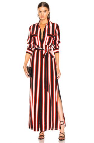 L'agence Cameron Long Shirt Dress in Flame Red Multi