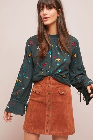 Ranna Gill Egret Embroidered Top