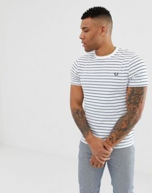 Fred Perry T shirt blanc à rayures