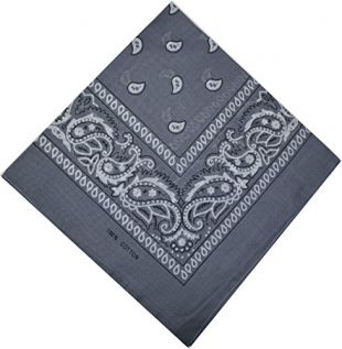 Bandana 100% Coton Original Paisley Foulard accessoire Bandeau cheveux Echarpe Mouchoirs Homme Femme Enfant (gris)