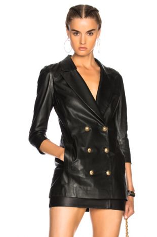 Zeynep Arcay - Zeynep Arcay Leather Blazer in Black