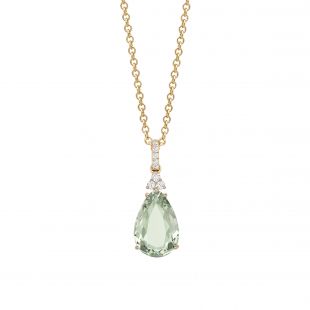 Kiki McDonough Candy Mini Green Amethyst and Diamond Pendant in Yellow Gold