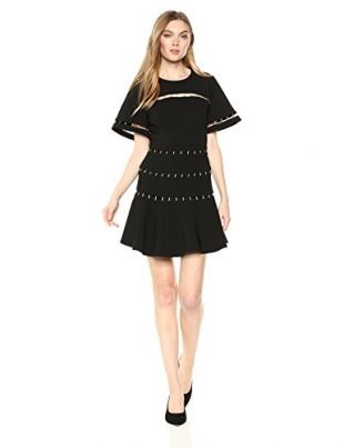 findersKEEPERS Women's Talisman Short Sleeve Open Back Flare Mini Dress, Black, L