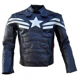 Men's Fashion Motorbike Captain Real Leather Jacket Blue