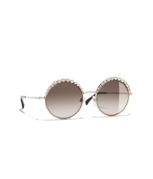 Chanel Round Sunglasses Gold Eyewear