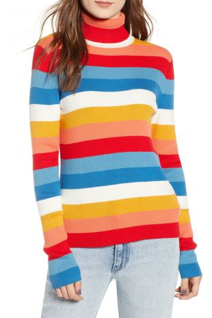 Rainbow Stripe Rib Sweater