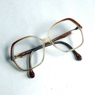 Cadres de lunettes vintage 1980 Avant Garde femmes 53 50 130 surdimensionné lunettes brun rayures Jollibrown Evita dames