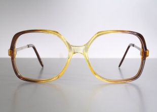 Neuf des années 70 « Doha » allemand miel Orange ambre Vintage papillon Oversize lunettes cadres de couleur argent moulé Metal Temples vieux Stock neuf