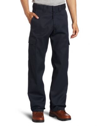 Dickies Men's Relaxed Straight Fit Cargo Work Pant, Dark Navy, 32x34
