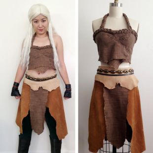 Daenerys Targaryen Cosplay Game of Thrones Khaleesi Dothraki Dress Leather Costume Handmade Set