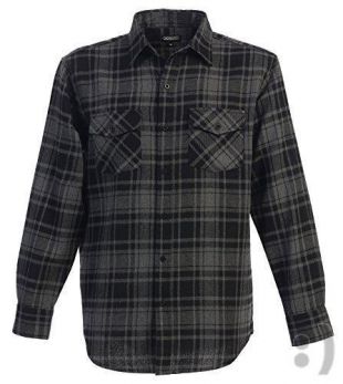 Gioberti Mens Long Sleeve Plaid Checked Flannel Charcoal Black Shirt,Size Medium