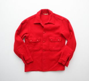 Vintage 50s BSA Official Boy Scouts Wool Shirt Jacket Bright Red Size S