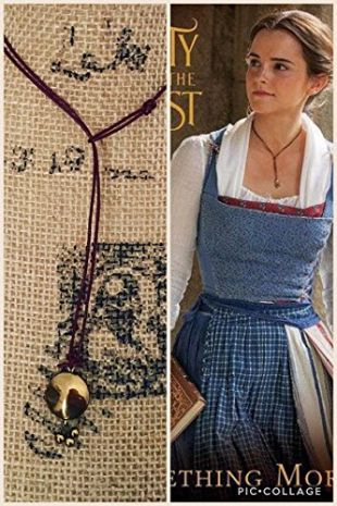 Beauty and the beast movie 2017 lariat choker Necklace Emma Watson as belle 2017 live movie handmade necklace Inspired by her look -Burgundy/red leather cord necklace
