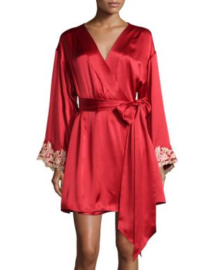 Maison Lace-Trim Short Robe